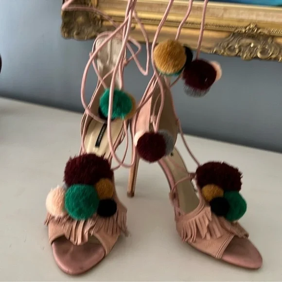 Zara Shoes Zara Basic Sz 38 Blush Stiletto Open Toe Fairy